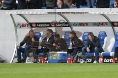 1. Bundesliga - Fußball - TSG 1899 Hoffenheim - FC Ingolstadt 04 - Trainerbank Cheftrainer Maik Walpurgis (FCI) Co-Trainer Michael Henke (FCI) Co-Trainer Ovid Hajou (FCI) Torwarttrainer Martin Scharfer (FCI) Sportdirektor Thomas Linke (FCI)  enttäuscht, G