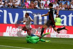 1. BL - Saison 2016/2017 - Hamburger SV - FC Ingolstadt 04 - Ørjan Nyland (#26 FCI) - Nicolai Müller (#27 Hamburg) - Foto: Meyer Jürgen