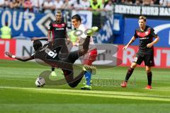 1. BL - Saison 2016/2017 - Hamburger SV - FC Ingolstadt 04 - Roger de Oliveira Bernardo (#8 FCI) wird gefoult - Foto: Meyer Jürgen