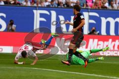 1. BL - Saison 2016/2017 - Hamburger SV - FC Ingolstadt 04 - Ørjan Nyland (#26 FCI) - Nicolai Müller (#27 Hamburg) - Foto: Meyer Jürgen