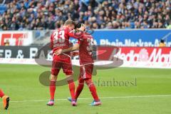 1. Bundesliga - Fußball - TSG 1899 Hoffenheim - FC Ingolstadt 04 - Tor Almog Cohen (36, FCI) Jubel mit Florent Hadergjonaj (33, FCI)