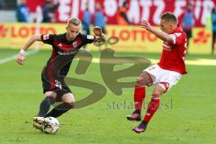 1. BL - Saison 2016/2017 - FSV Mainz 05 - FC Ingolstadt 04 - Florent Hadergjonaj (#33 FCI) - Pablo De Blasis (#32 Mainz) - Foto: Meyer Jürgen