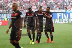 1. Bundesliga - Fußball - Hamburger SV - FC Ingolstadt 04 - Lukas Hinterseer (16, FCI) Tor zum Ausgleich 1:1 Jubel mit Roger de Oliveira Bernardo (8, FCI) Marvin Matip (34, FCI)