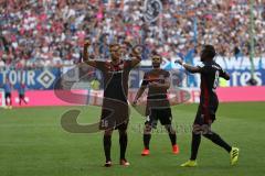 1. Bundesliga - Fußball - Hamburger SV - FC Ingolstadt 04 - Lukas Hinterseer (16, FCI) Tor zum Ausgleich 1:1 Jubel Gestik zu den mitgereisten Fans