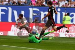 1. BL - Saison 2016/2017 - Hamburger SV - FC Ingolstadt 04 - Ørjan Nyland (#26 FCI) - Nicolai Müller (#27 Hamburg) - Foto: Meyer Jürgen