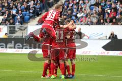 1. Bundesliga - Fußball - TSG 1899 Hoffenheim - FC Ingolstadt 04 - Tor Almog Cohen (36, FCI) Jubel mit Darío Lezcano (11, FCI) Romain Brégerie (18, FCI) Pascal Groß (10, FCI)