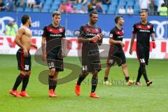 1. BL - Saison 2016/2017 - Hamburger SV - FC Ingolstadt 04 -Almog Cohen (#36 FCI) - Pascal Groß (#10 FCI) - Marvin Matip (#34 FCI) - Markus Suttner (#29 FCI) - Lukas Hinterseer (#16 FCI) - Foto: Meyer Jürgen