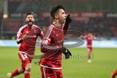 1. Bundesliga - Fußball - Bayer Leverkusen - FC Ingolstadt 04 - Alfredo Morales (6, FCI)  rechts trifft zum 0:1 Tor Jubel, Anthony Jung (3, FCI)