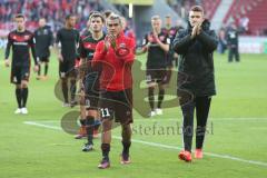 1. BL - Saison 2016/2017 - FSV Mainz 05 - FC Ingolstadt 04 - Die Spieler bedanken sich bei den mitgereisten Fans - Lezano Farina,Dario (#37 FCI)  - Foto: Meyer Jürgen