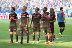 1. Bundesliga - Fußball - Hamburger SV - FC Ingolstadt 04 - nach dem Spiel bei den Fans Romain Brégerie (18, FCI) Lukas Hinterseer (16, FCI) Alfredo Morales (6, FCI)  Marvin Matip (34, FCI) Markus Suttner (29, FCI)