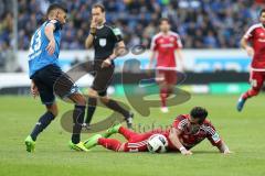 1. Bundesliga - Fußball - TSG 1899 Hoffenheim - FC Ingolstadt 04 - Kerem Demirbay (TSG 13) und Darío Lezcano (11, FCI) am Boden