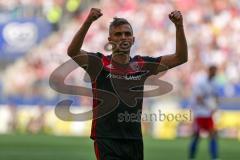 1. BL - Saison 2016/2017 - Hamburger SV - FC Ingolstadt 04 - Lukas Hinterseer (#16 FCI) schiesst den 1:1 Ausgleichstreffer - Jubel - Foto: Meyer Jürgen