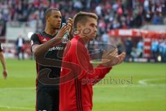 1. Bundesliga - Fußball - 1. FC Köln - FC Ingolstadt 04 - Spiel ist aus, Niederlage, hängende Köpfe, bedanken sich bei mitgereisten Fans, Marcel Tisserand (32, FCI) Stefan Lex (14, FCI)