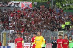 1. Bundesliga - Fußball - SC Freiburg - FC Ingolstadt 04 - mitgereiste Fans, Jubel Fahnen Choreo Kurve