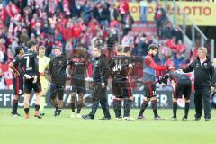 1. BL - Saison 2016/2017 - FSV Mainz 05 - FC Ingolstadt 04 - Florent Hadergjonaj (#33 FCI) - Stefan Lex (#14 FCI) - Roger de Oliveira Bernardo (#8 FCI) - Lukas Hinterseer (#16 FCI) - Marvin Matip (#34 FCI) - enttäuscht nach der Niederlage - Markus Kauczin