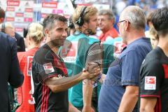 1. BL - Saison 2016/2017 - Hamburger SV - FC Ingolstadt 04 - Peter Jackwerth beim abklatschen mit Markus Suttner (#29 FCI) - Foto: Meyer Jürgen