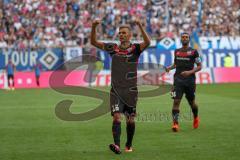 1. Bundesliga - Fußball - Hamburger SV - FC Ingolstadt 04 - Lukas Hinterseer (16, FCI) Tor zum Ausgleich 1:1 Jubel Gestik zu den mitgereisten Fans