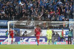 1. Bundesliga - Fußball - TSG 1899 Hoffenheim - FC Ingolstadt 04 - Tor für Hoffenheim, enttäuscht, Florent Hadergjonaj (33, FCI) schießt den Ball aus Wut weg. Hängende Köpfe Stefan Lex (14, FCI) #fc35