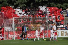 1. Bundesliga - Fußball - DFB-Pokal - Ergebirge Aue - FC Ingolstadt 04 - Fan Jubel Fahnen Choreographie Einmarsch