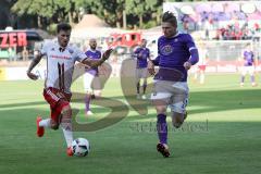 1. Bundesliga - Fußball - DFB-Pokal - Ergebirge Aue - FC Ingolstadt 04 - links Pascal Groß (10, FCI) und rechts Torwart Breitkreuz, Steve (Aue 24)