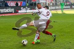 1. BL - Saison 2016/2017 - FC Ingolstadt 04 - FC Bayern München - Robert Lewandowski weiss FC Bayern München - Marcel Tisserand (#32 FCI) - Foto: Meyer Jürgen