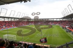 1. Bundesliga - Fußball - FC Ingolstadt 04 - Werder Bremen - Choreographie alle in Rot, Jubel Fans Fankurve Fahnen Einmarsch