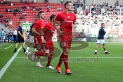 1. BL - Saison 2016/2017 - FC Ingolstadt 04 - TSG 1899 Hoffenheim - Max Christiansen (#19 FCI) - #Almog Cohen (#36 FCI) - Mathew Leckie (#7 FCI)  beim Einlaufen - Foto: Meyer Jürgen