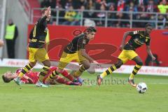 1. BL - Saison 2016/2017 - FC Ingolstadt 04 - Borussia Dortmund - Lukas Hinterseer (#16 FCI) wird gefoult von Mario Götze #10 Dortmund - Foto: Meyer Jürgen