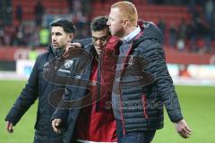 1. BL - Saison 2016/2017 - FC Ingolstadt 04 - 1.FC Köln - Maik Walpurgis (Trainer FCI) nach dem Spiel - Lezcano Farina,Dario (#37 FCI) - Foto: Meyer Jürgen