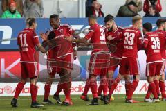 1. Bundesliga - Fußball - FC Ingolstadt 04 - RB Leipzig - Tor Treffer Jubel durch Roger de Oliveira Bernardo (8, FCI) mit Darío Lezcano (11, FCI) Marcel Tisserand (32, FCI) Anthony Jung (3, FCI)