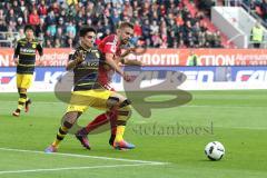 1. Bundesliga - Fußball - FC Ingolstadt 04 - Borussia Dortmund - Lukas Hinterseer (16, FCI) Marc Bartra (BVB 5)