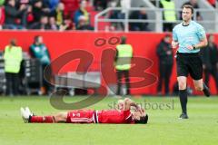 1. BL - Saison 2016/2017 - FC Ingolstadt 04 - Borussia Dortmund - Almog Cohen (#36 FCI) verletzt am Boden - Foto: Meyer Jürgen