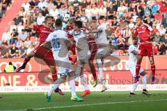 1. Bundesliga - Fußball - FC Ingolstadt 04 - TSG 1899 Hoffenheim 1:2 - Eckball Kopfball Lukas Hinterseer (16, FCI) Niklas Süle (TSG 25) Benjamin Hübner (TSG 21) Darío Lezcano (11, FCI)