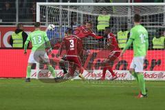 1. BL - Saison 2016/2017 - FC Ingolstadt 04 - VFL Wolfsburg - Anthony Jung (#3 FCI) - Marcel Tisserand (#32 FCI) - Marvin Matip (#34 FCI) - Foto: Meyer Jürgen