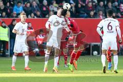 1. BL - Saison 2016/2017 - FC Ingolstadt 04 - FC Bayern München - Alfredo Morales (#6 FCI) beim Kopfballduell mit Robert Lewandowski #9 FC Bayern München - Foto: Meyer Jürgen