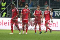 1. BL - Saison 2016/2017 - FC Ingolstadt 04 - FC Augsburg - Enttäuschung bei Roger de Oliveira Bernardo (#8 FCI) - Romain Brègerie (#18 FCI) - Markus Suttner (#29 FCI) - f34# - Foto: Meyer Jürgen