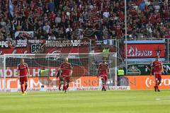 1. Bundesliga - Fußball - FC Ingolstadt 04 - TSG 1899 Hoffenheim 1:2 - Tor gegen Ingolstadt, hängende Köpfe Moritz Hartmann (9, FCI) Tobias Levels (28, FCI) Marvin Matip (34, FCI) Pascal Groß (10, FCI)