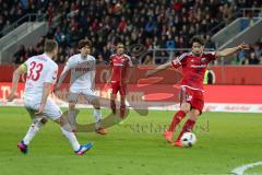 1. Bundesliga - Fußball - FC Ingolstadt 04 - 1. FC Köln - rechts Romain Brégerie (18, FCI) zieht ab, Tor Ausgleich 2:2