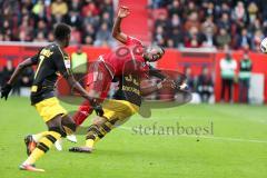 1. BL - Saison 2016/2017 - FC Ingolstadt 04 - Borussia Dortmund - Roger de Oliveira Bernardo (#8 FCI) wird gefoult von - Weigl Julian #33 gelb Dortmund - Foto: Meyer Jürgen