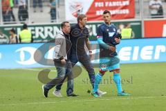 1. Bundesliga - Fußball - FC Ingolstadt 04 - TSG 1899 Hoffenheim 1:2 - Spiel ist aus, Niederlage 1:2 für IN, Cheftrainer Markus Kauczinski (FCI) und Cheftrainer Julian Nagelsmann (TSG), daneben Torwart Alexander Stolz (TSG 33)