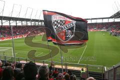 1. Bundesliga - Fußball - FC Ingolstadt 04 - Werder Bremen - Choreographie alle in Rot, Jubel Fans Fankurve Fahnen Einmarsch