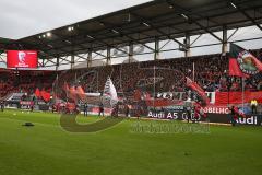 1. BL - Saison 2016/2017 - FC Ingolstadt 04 - FC Augsburg - Fans - Fankurve - choreo - Fahnen - Foto: Meyer Jürgen