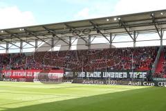 1. Bundesliga - Fußball - FC Ingolstadt 04 - FC Schalke 04 - Fans Spruchband Jubel Fahnen