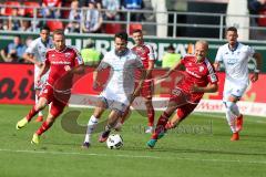 1. BL - Saison 2016/2017 - FC Ingolstadt 04 - TSG 1899 Hoffenheim - Tobias Levels (#28 FCI) - Moritz Hartmann (#9 FCI) - Rupp Lukas #7 weiss Hoffenheim - Foto: Meyer Jürgen