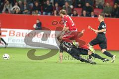 1. BL - Saison 2016/2017 - FC Ingolstadt 04 - FC Augsburg - Moritz Hartmann (#9 FCI) - Janker Christoph #16 Augsburg - Foto: Meyer Jürgen