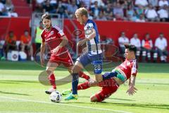 1. BL - Saison 2016/2017 - FC Ingolstadt 04 - Hertha BSC - Alfredo Morales #6 FCI) - Fabian Lustenberger (#28 Hertha) - Mathew Leckie (#7 FCI) - Foto: Meyer Jürgen