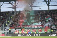 1. BL - Saison 2016/2017 - FC Ingolstadt 04 - FC Augsburg - Augsburger Fans mit Bengalo Feuer - Rauch - Foto: Meyer Jürgen