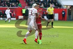 1. BL - Saison 2016/2017 - FC Ingolstadt 04 - FC Bayern München - Lezcano Farina,Dario (#37 FCI) - Arturo Vidal weiss FC Bayern München - Foto: Meyer Jürgen