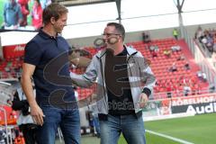 1. Bundesliga - Fußball - FC Ingolstadt 04 - TSG 1899 Hoffenheim - Cheftrainer Markus Kauczinski (FCI) vor dem Spiel mit Cheftrainer Julian Nagelsmann (TSG) Handshake