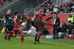 1. Bundesliga - Fußball - FC Ingolstadt 04 - FC Augsburg - Lukas Hinterseer (16, FCI) Paul Verhaegh (FCA 2)